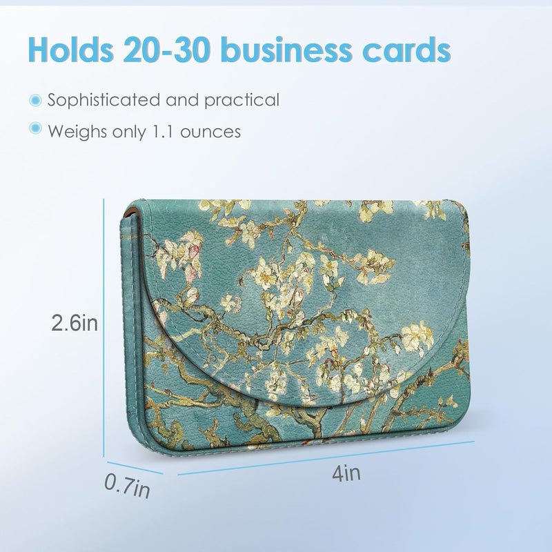 Xavier Business Card Holder，PU Leather Business Card Case Color Printing Pattern Card Holder Wallet，Pockets Magnetic Credit Card Holders for Men and Women，Green Tree - Image 2